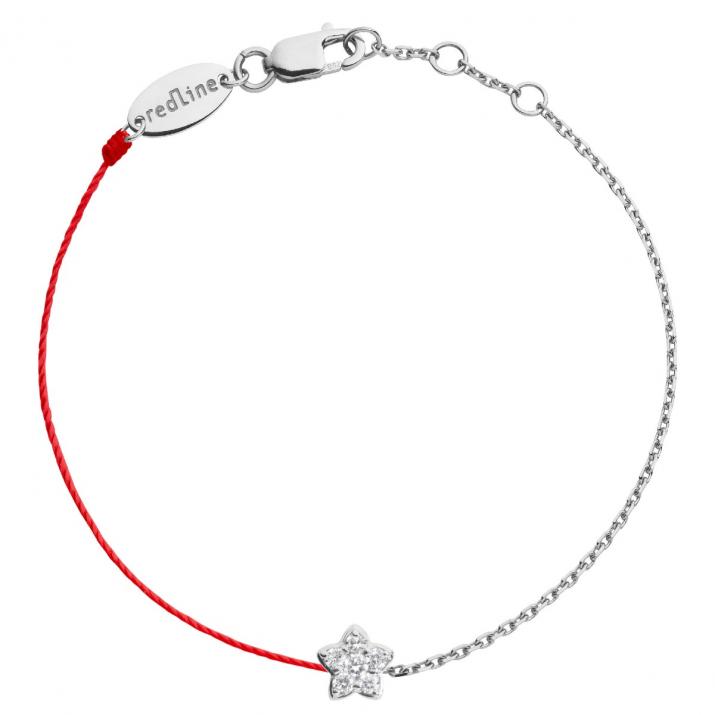 String and chain bracelet with 0.05ct diamonds on a star in white gold - Redline - 0++