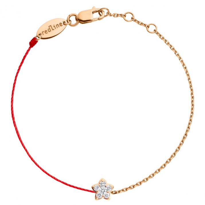 String and chain bracelet with 0.05ct diamonds on a star in rose gold - Redline - 0++