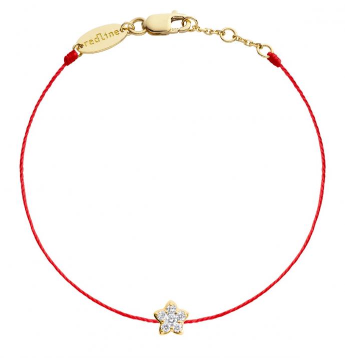 String bracelet with 0.05ct diamonds on a star in yellow gold - Redline - 0++