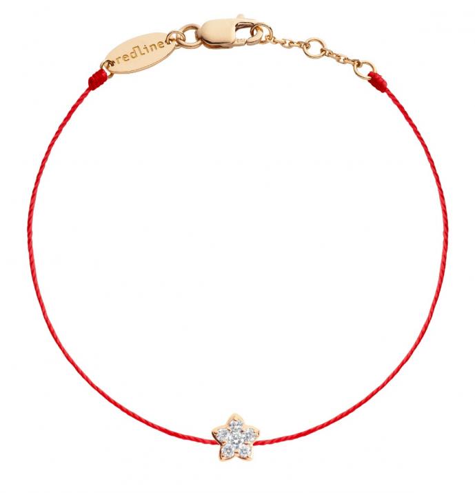 String bracelet with 0.05ct diamonds on a star in rose gold - Redline - 0++
