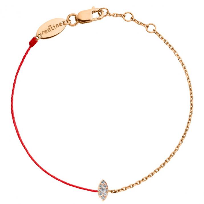 String and chain bracelet with 0.05ct diamond in rose gold prong setting - Redline