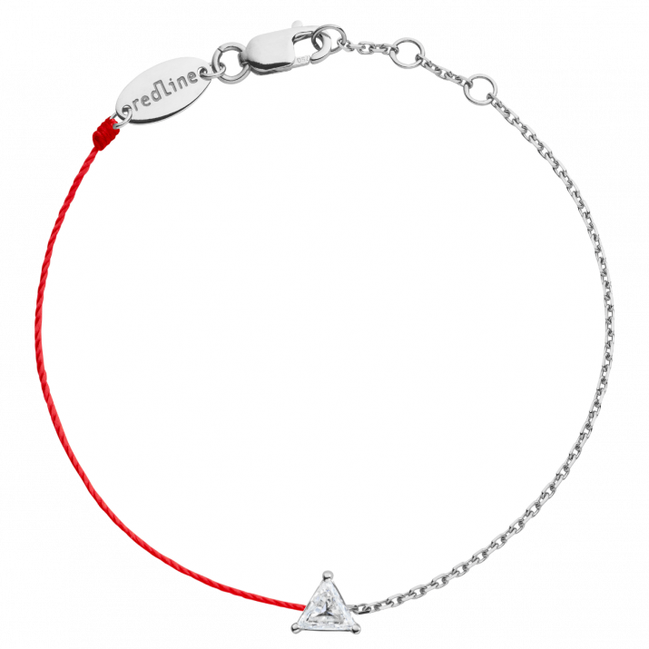 String and chain bracelet with 0.1ct trillion cut diamond in white gold prong setting - Redline - 0++