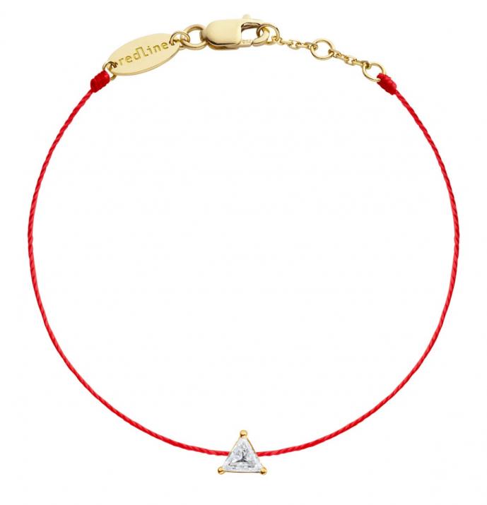 String bracelet with 0.1ct trillion cut diamond in yellow gold prong setting - Redline - 0++