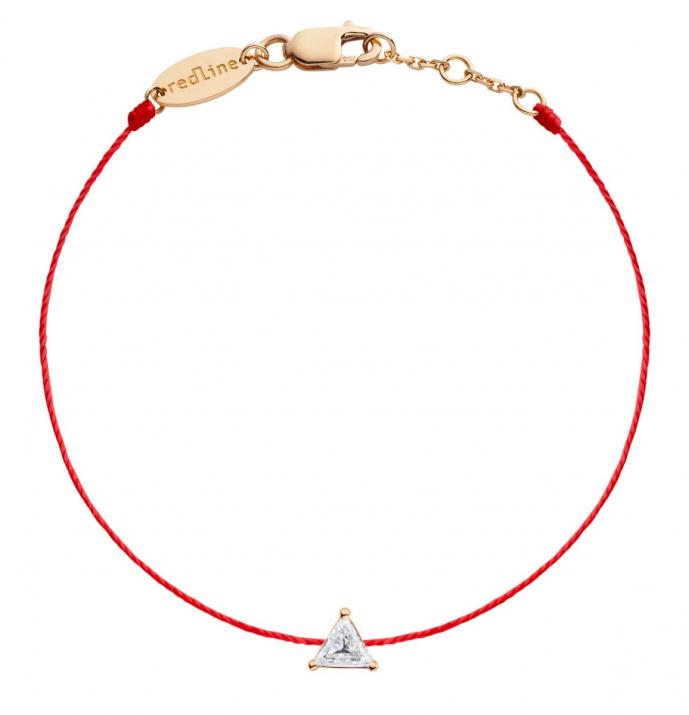String bracelet with 0.1ct trillion cut diamond in rose gold prong setting - Redline - 0++