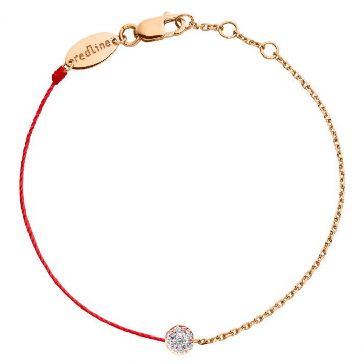 String and chain bracelet with 0.05ct diamond in rose gold prong setting - Redline