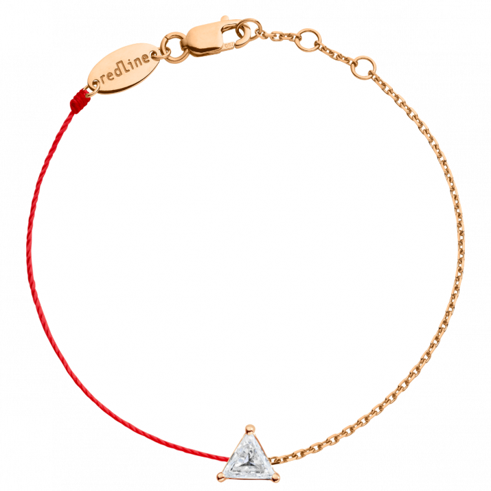 String and chain bracelet with 0.2ct trillion cut diamond in rose gold prong setting - Redline - 0++