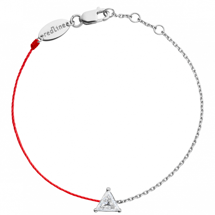 String and chain bracelet with 0.2ct trillion cut diamond in white gold prong setting - Redline - 0++