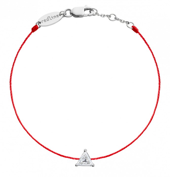String bracelet with 0.2ct trillion cut diamond in white gold prong setting - Redline - 0++