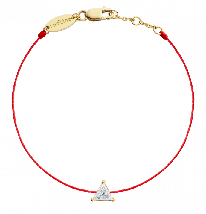 String bracelet with 0.2ct trillion cut diamond in yellow gold prong setting - Redline - 0++