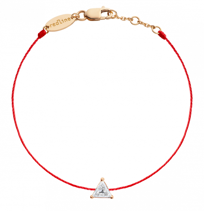 String bracelet with 0.2ct trillion cut diamond in rose gold prong setting - Redline - 0++