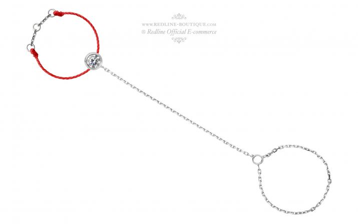 String ring with 0.1ct diamond in white gold bezel setting - Redline - 0++