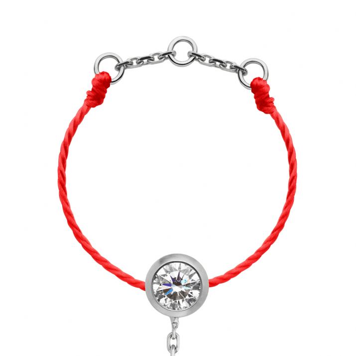 String ring with 0.1ct diamond in white gold bezel setting - Redline - 0++