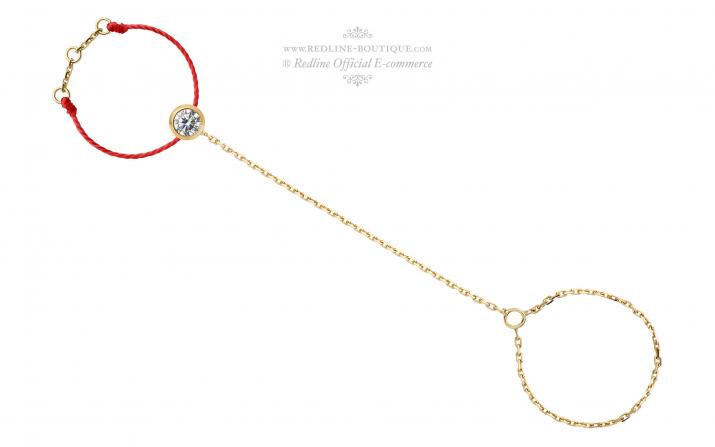 String ring with 0.1ct diamond in yellow gold bezel setting - Redline - 0++