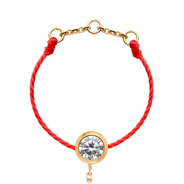 String ring with 0.1ct diamond in yellow gold bezel setting - Redline - 0++