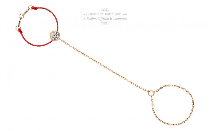 String ring with 0.1ct diamond in rose gold bezel setting - Redline - 0++