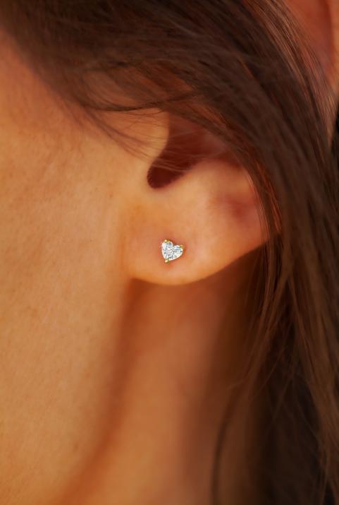 Bien Aimé イエローゴールド ハートシェイプ ダイヤモンド ピアス - Redline - 0++