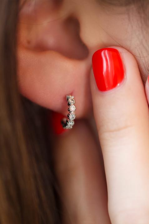 Earrings with 0.168ct diamonds in rose gold prong setting - Redline - 0++