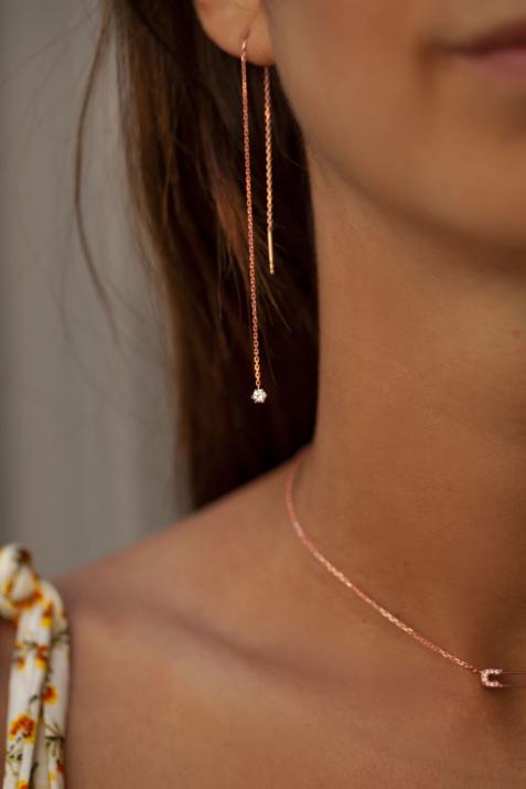 String Bracelet For Women with 0.20ct Diamond in Rose Gold Prong Setting - Redline - 0++