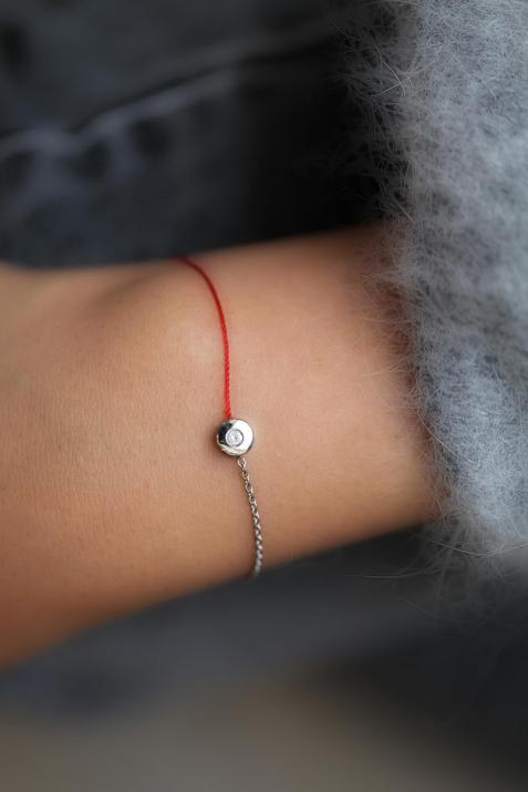 Pure Limited edition half chain half thread bracelet in white gold - Redline