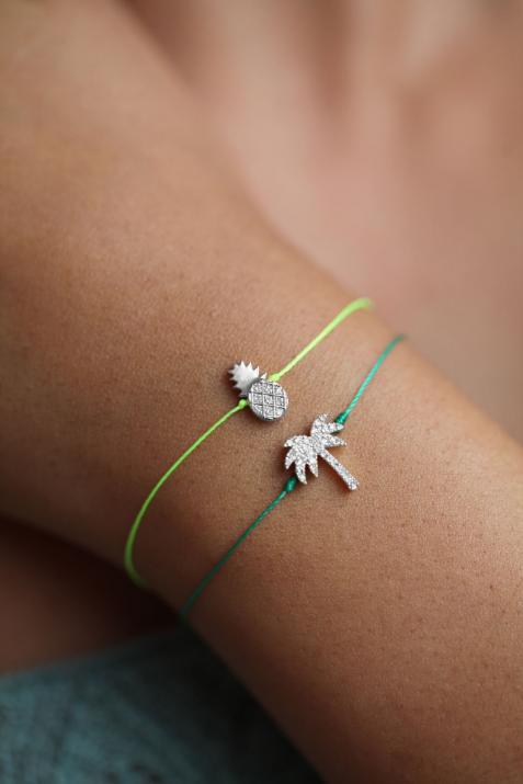 ピナホワイトゴールドダイヤモンドストリングブレスレット - Redline - 0++