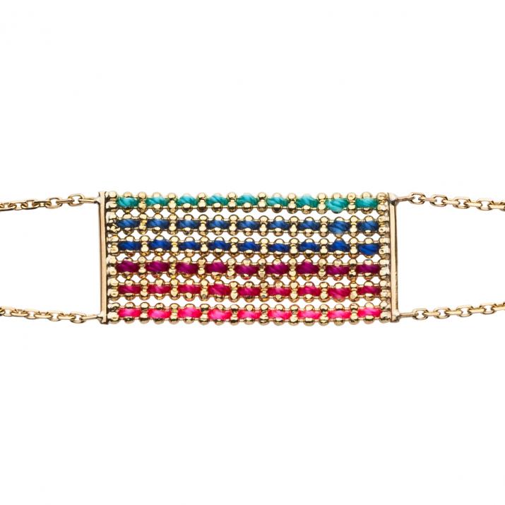 Multi-chain rectangular shape bracelet in yellow gold - Redline - 0++