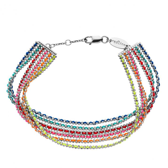 Multi string bracelet with white gold clasp - Redline - 0++