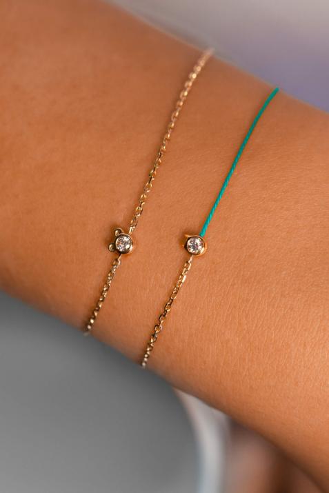 ミニピュアベア0.05カラットゴールドファインチェーンブレスレット - Redline - 0++