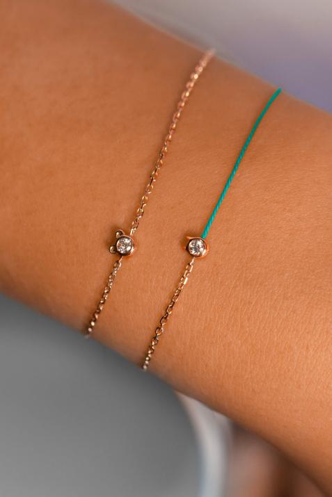 ミニピュアベア0.05カラットローズゴールドファインチェーンブレスレット - Redline - 0++