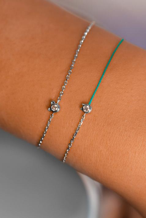 ミニピュアベア0.05カラットホワイトゴールドファインチェーンブレスレット - Redline - 0++