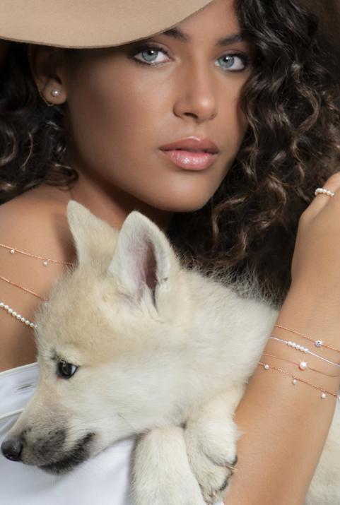 ミラコヤローズゴールドファイブパールダングルブレスレット - Redline - 0++