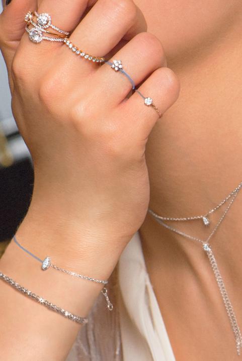 String and chain bracelet with 0.2ct marquise cut diamond in white gold prong setting - Redline - 0++