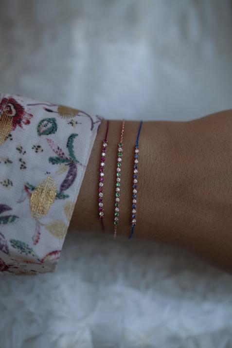 Emeralds and diamonds chain bracelet in rose gold prong setting - Redline - 0++