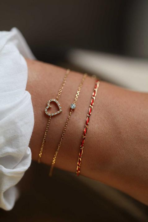 ストリングゴールドチェーン織りブレスレット - Redline - 0++