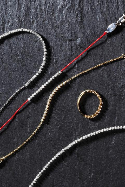 Chain bracelet with 0.29ct diamonds in black gold prong setting - Redline - 0++