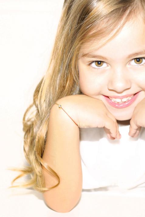 Half-thread, half-chain children's bracelet with 0.05-carat diamond in bezel-set yellow gold - Redline - 0++