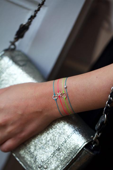 Diamond-paved heart string bracelet in yellow gold - Redline - 0++