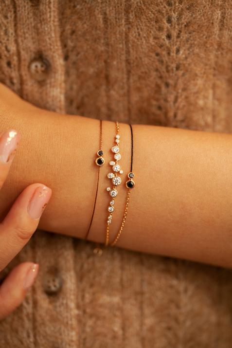 Chain bracelet with 0.65ct diamonds in rose gold bezel setting - Redline - 0++