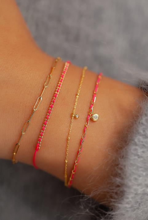 Yellow gold chain bracelet with diamond - Redline - 0++