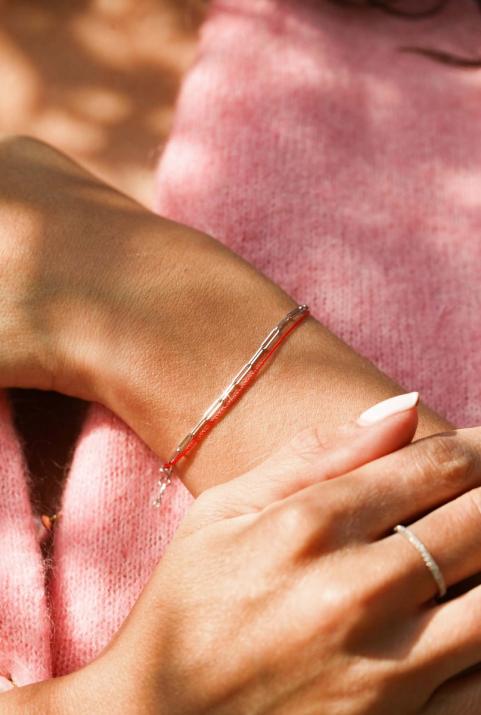 My Way プラチナ ロープ チェーン コンバインド ブレスレット - Redline - 0++