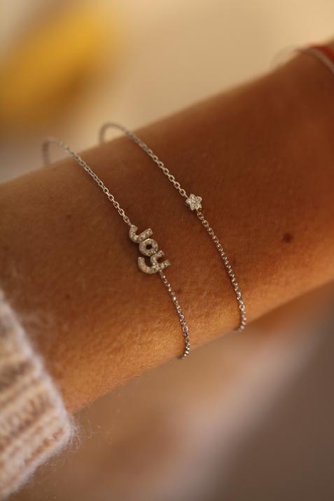 Black gold chain bracelet with diamond-paved JOY - Redline - 0++