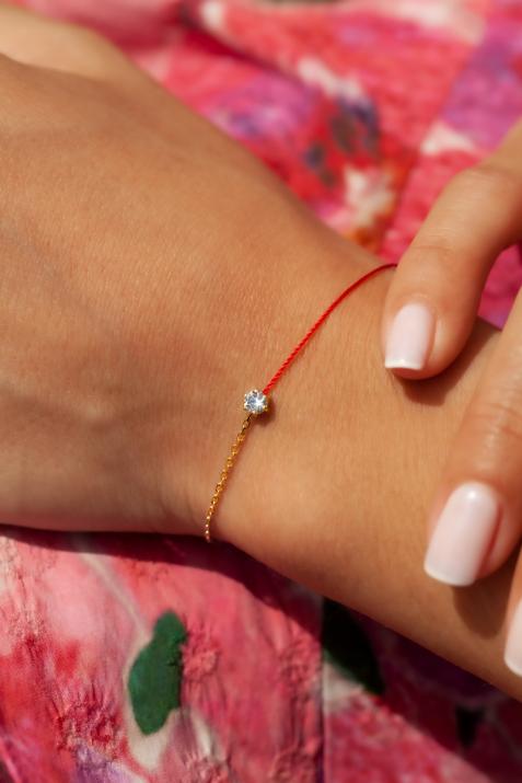 だからAbsoluハーフロープハーフチェーン0.20カラットイエローゴールドブレスレット - Redline - 0++