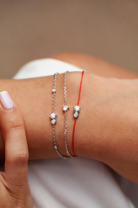 String bracelet with 0.15ct diamond in white gold bezel setting - Redline - 0++