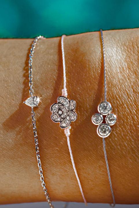 ホワイトゴールドダイヤモンドスイレンロープブレスレット - Redline - 0++