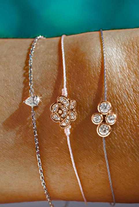 ローズゴールドダイヤモンドスイレンロープブレスレット - Redline - 0++