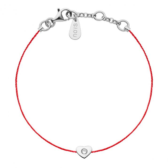String bracelet with 0.05ct diamond in heart-shaped 925 silver - Redline - 0++