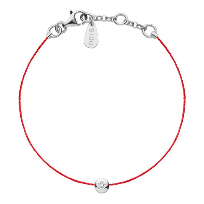 String bracelet with 0.05ct diamond in round-shaped 925 silver - Redline - 0++