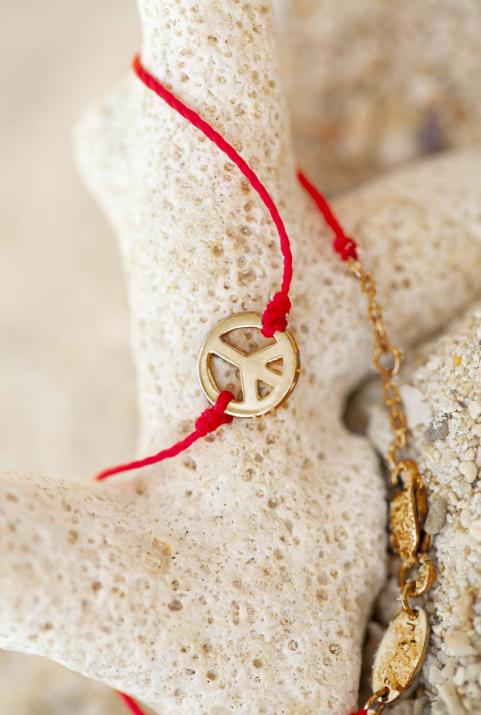 Mini Peace string bracelet in yellow gold - Redline - 0++