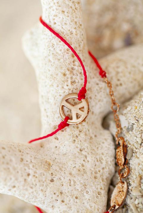 Mini Peace string bracelet in rose gold - Redline - 0++