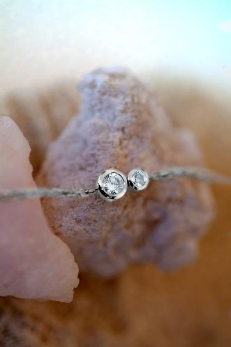 Chain bracelet with 0.15ct diamond in white gold bezel setting - Redline - 0++