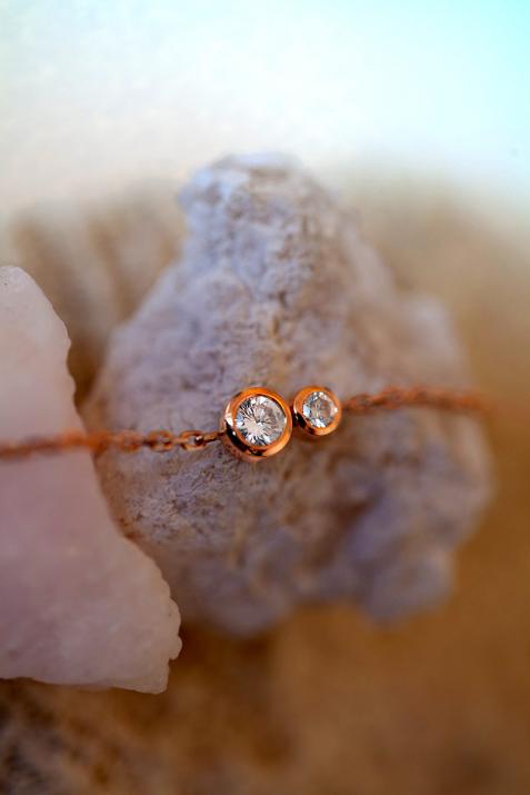 Chain bracelet with 0.15ct diamond in rose gold bezel setting - Redline - 0++